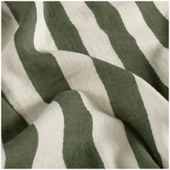 Tissu double gaze de coton rayé - vert kaki