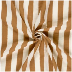Tissu double gaze de coton rayé - ocre