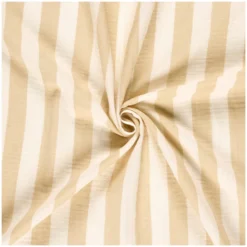 Tissu double gaze de coton rayé - beige