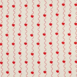 Tissu double gaze matelassé brodé Coeur - écru