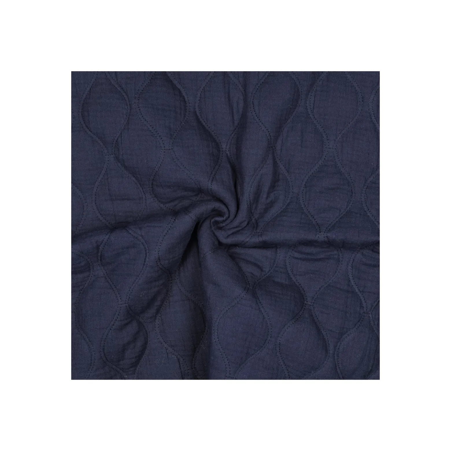Tissu double gaze matelassé uni Ondi - bleu marine