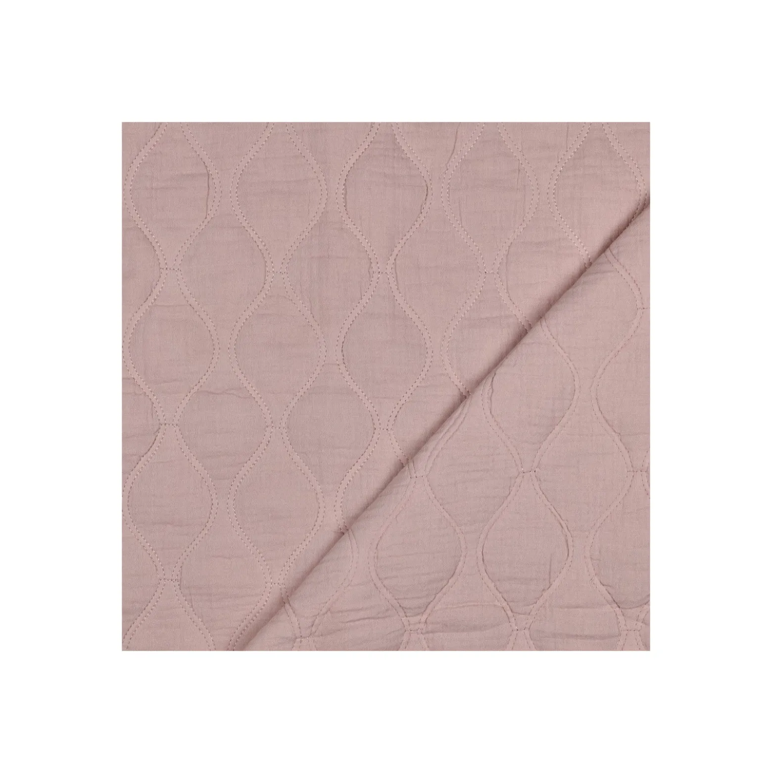 Tissu double gaze matelassé uni Ondi - rose poudré