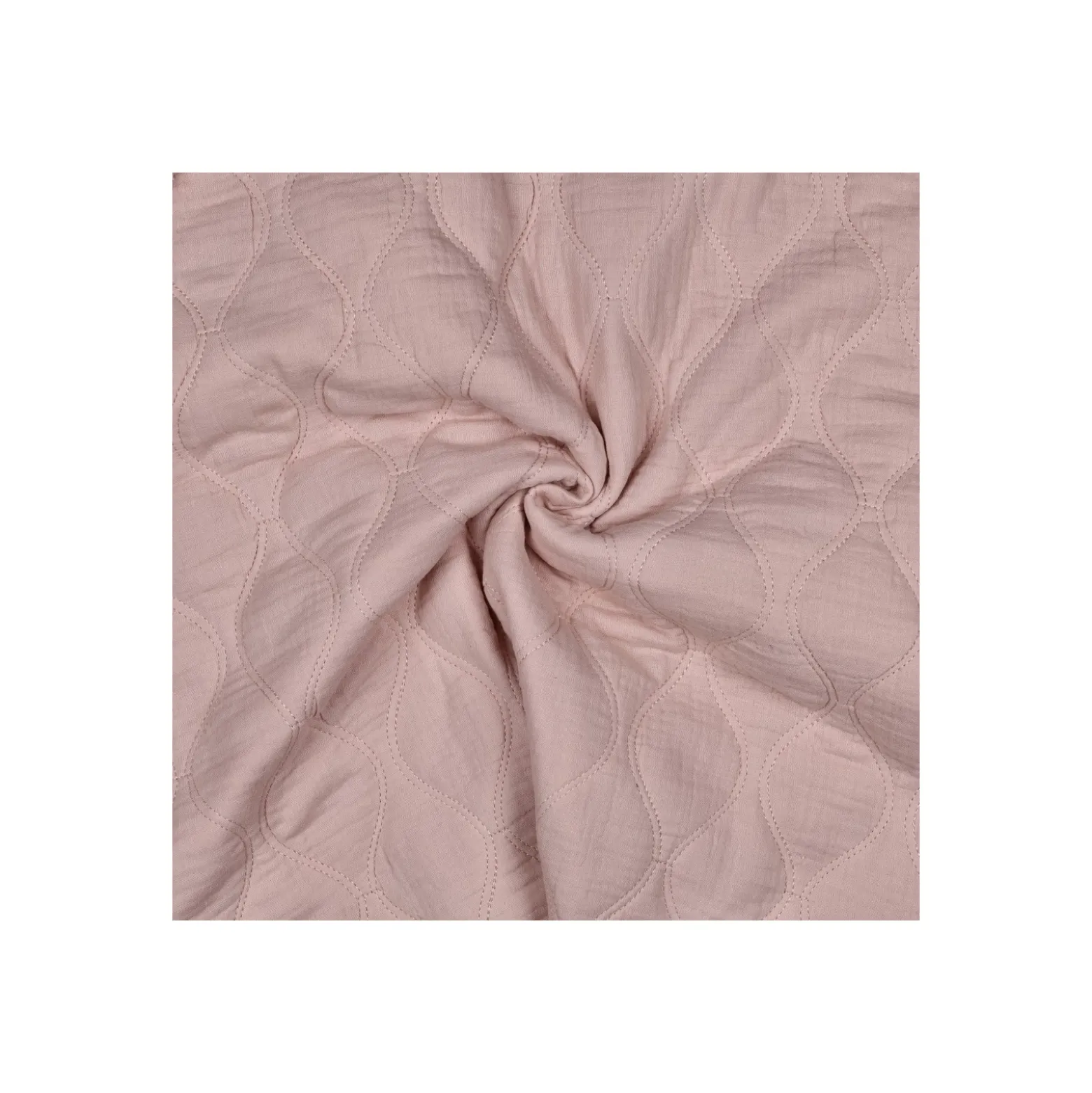 Tissu double gaze matelassé uni Ondi - rose poudré