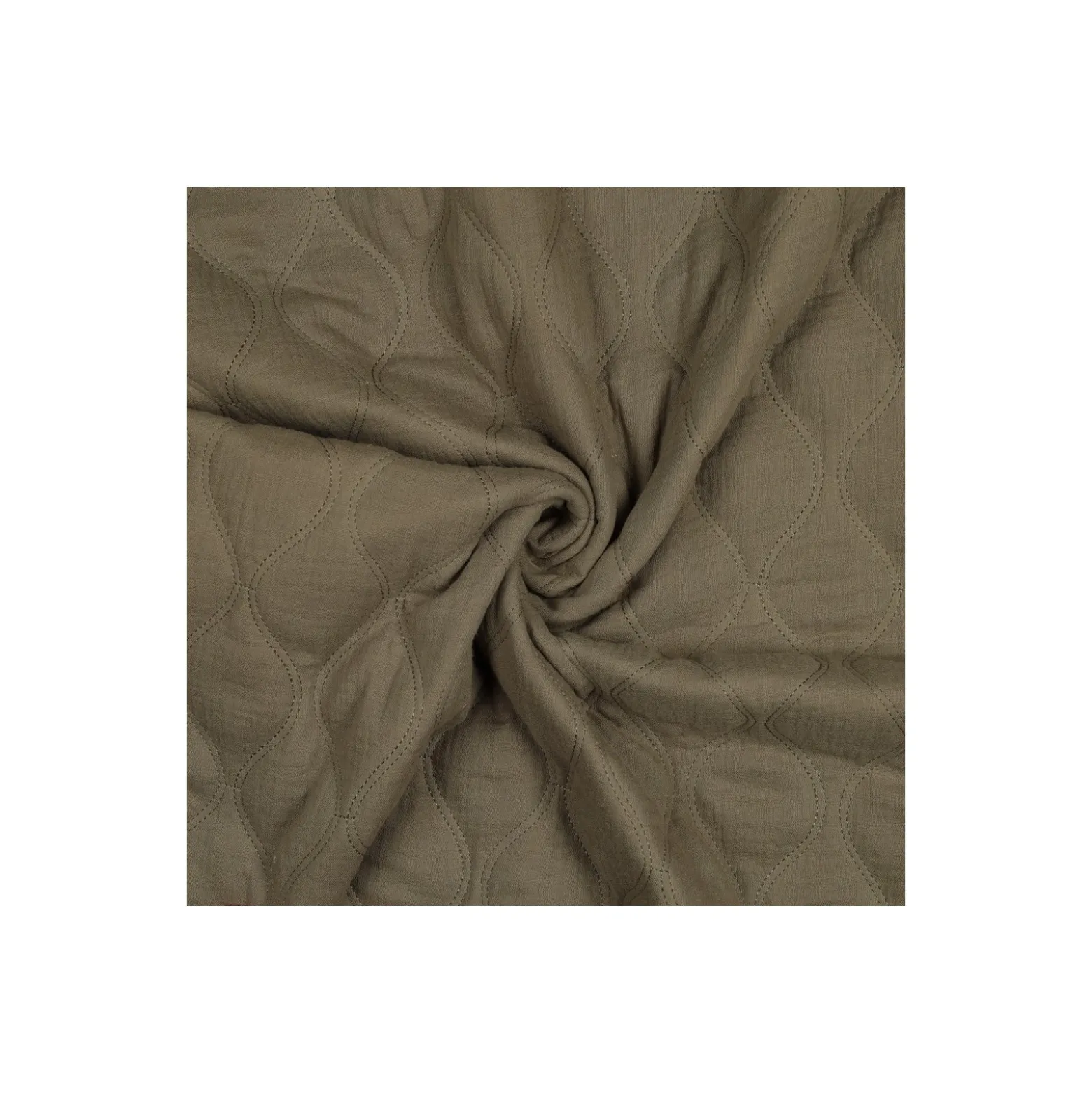 Tissu double gaze matelassé uni Ondi - vert kaki