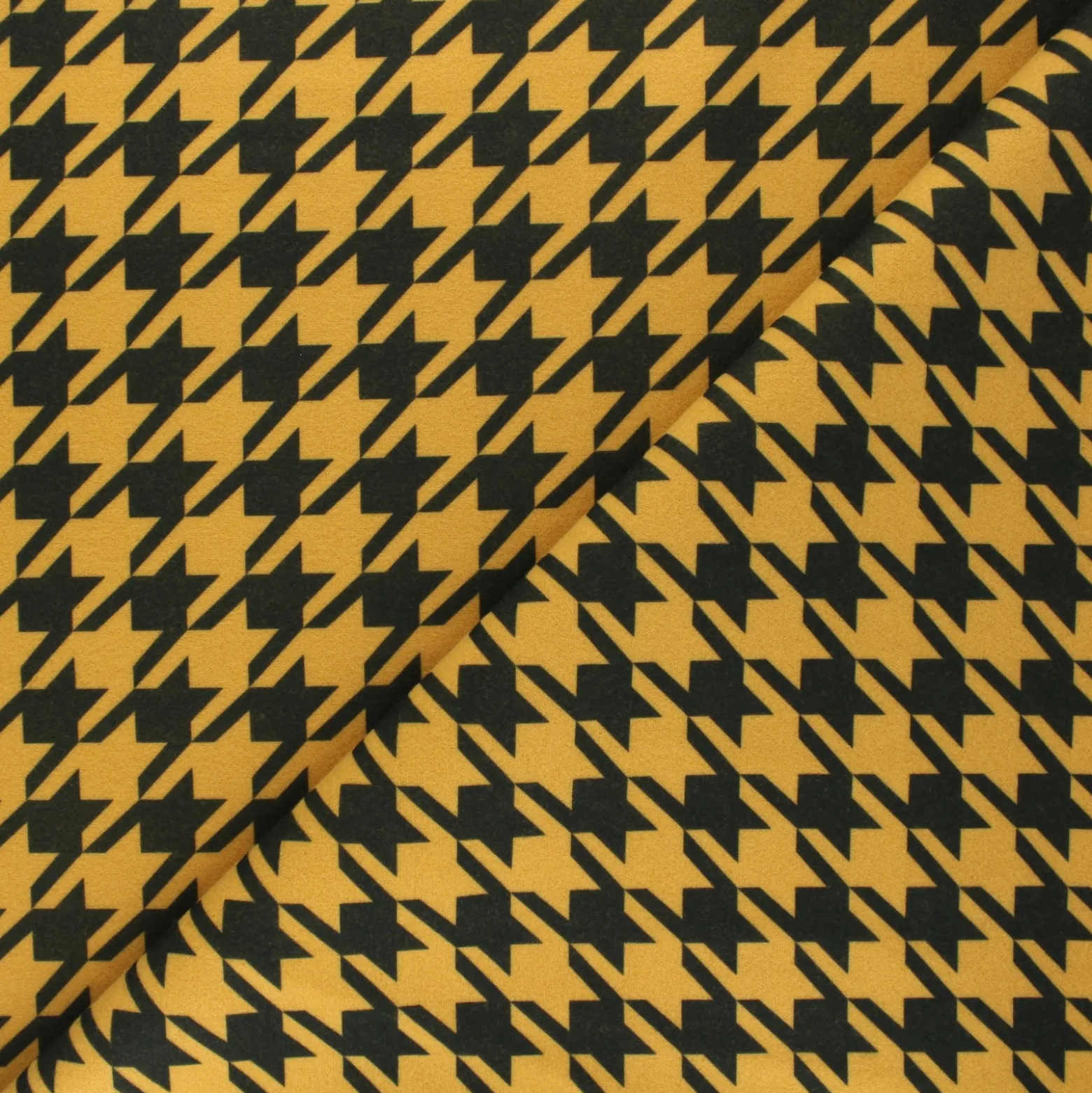 Tissu drap manteau léger Pied-de-coq - jaune moutarde