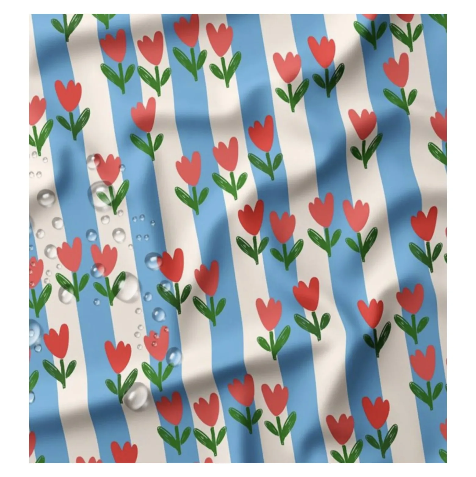 Tissu enduit spécial ciré Tulipe - bleu