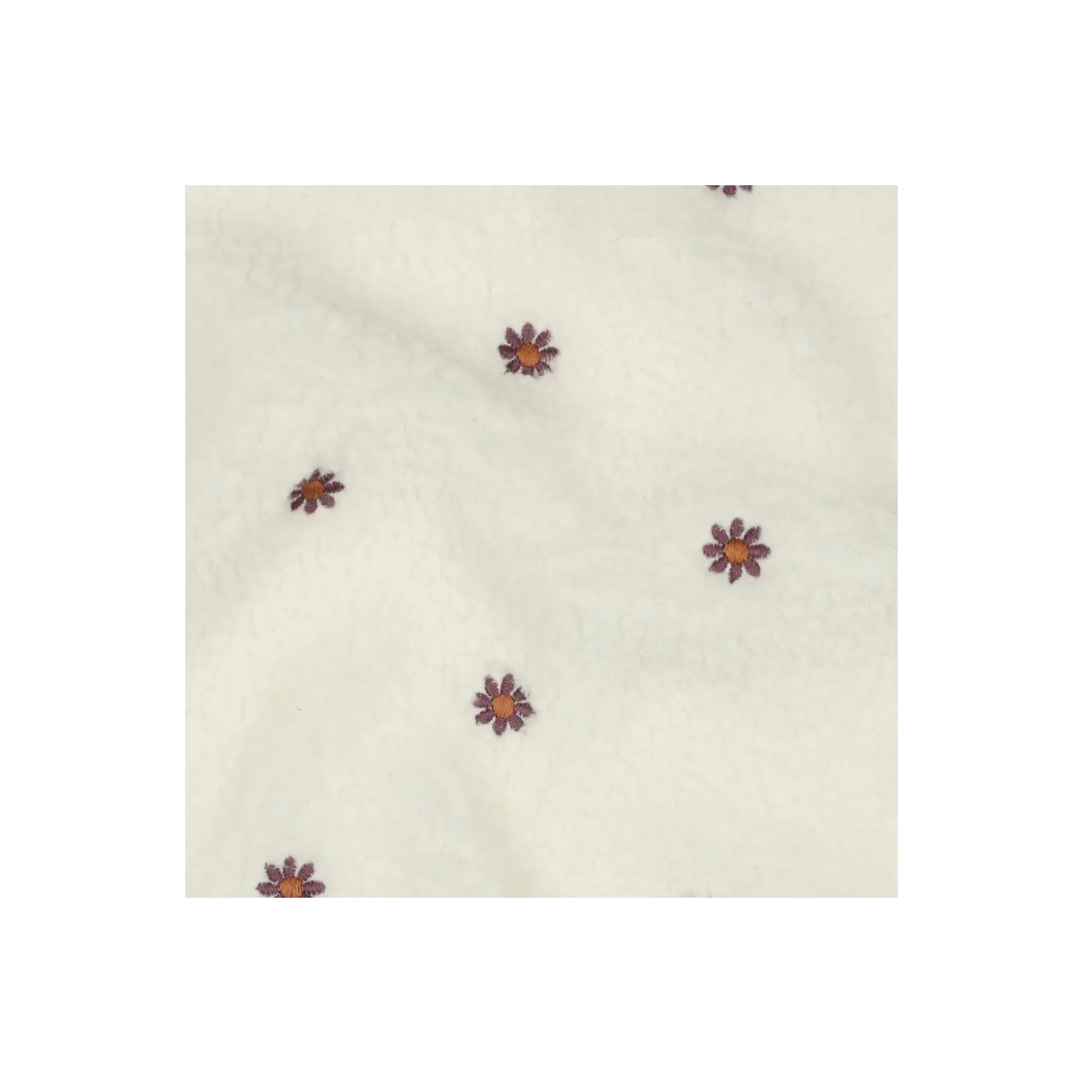 Tissu fourrure sherpa brodé Fleur