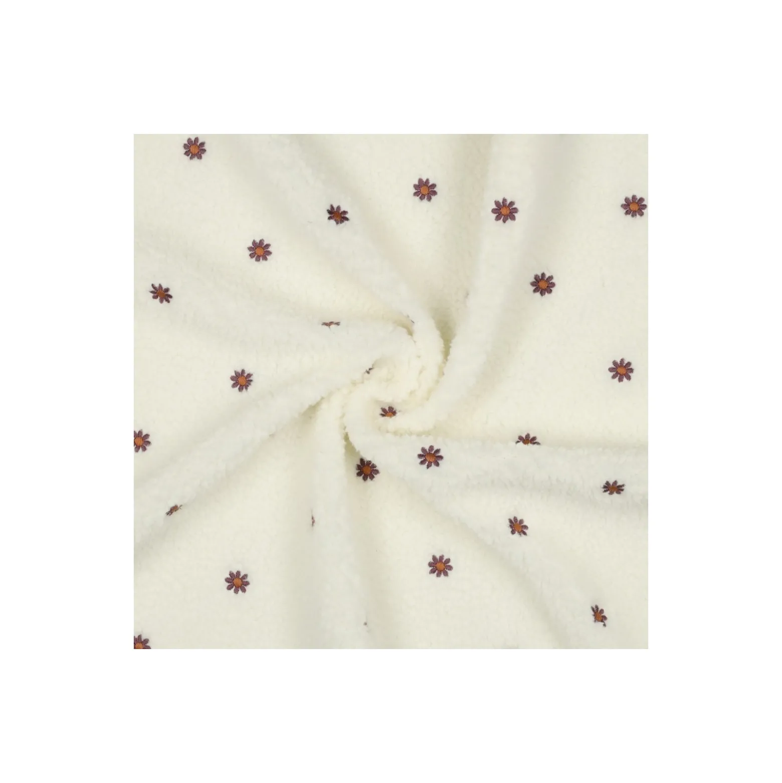 Tissu fourrure sherpa brodé Fleur