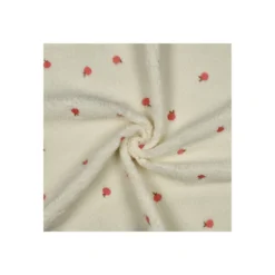 Tissu fourrure sherpa brodé Pêche - écru