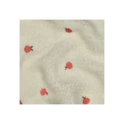 Tissu fourrure sherpa brodé Pêche - écru