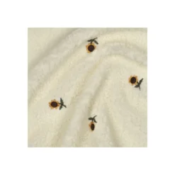 Tissu fourrure sherpa brodé Tournesol - écru