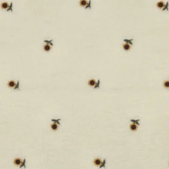 Tissu fourrure sherpa brodé Tournesol - écru