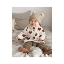 Tissu fourrure sherpa Coeurs