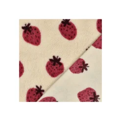 Tissu fourrure sherpa Fraise - écru