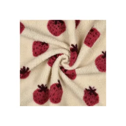 Tissu fourrure sherpa Fraise - écru