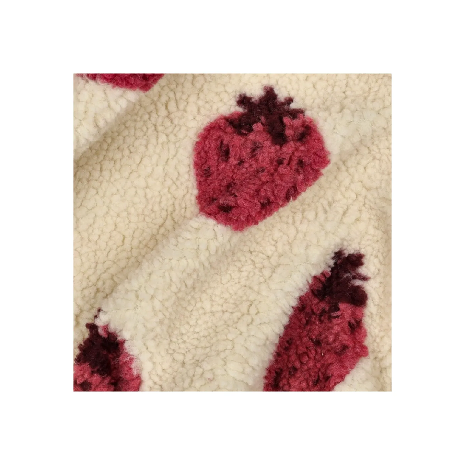 Tissu fourrure sherpa Fraise - écru