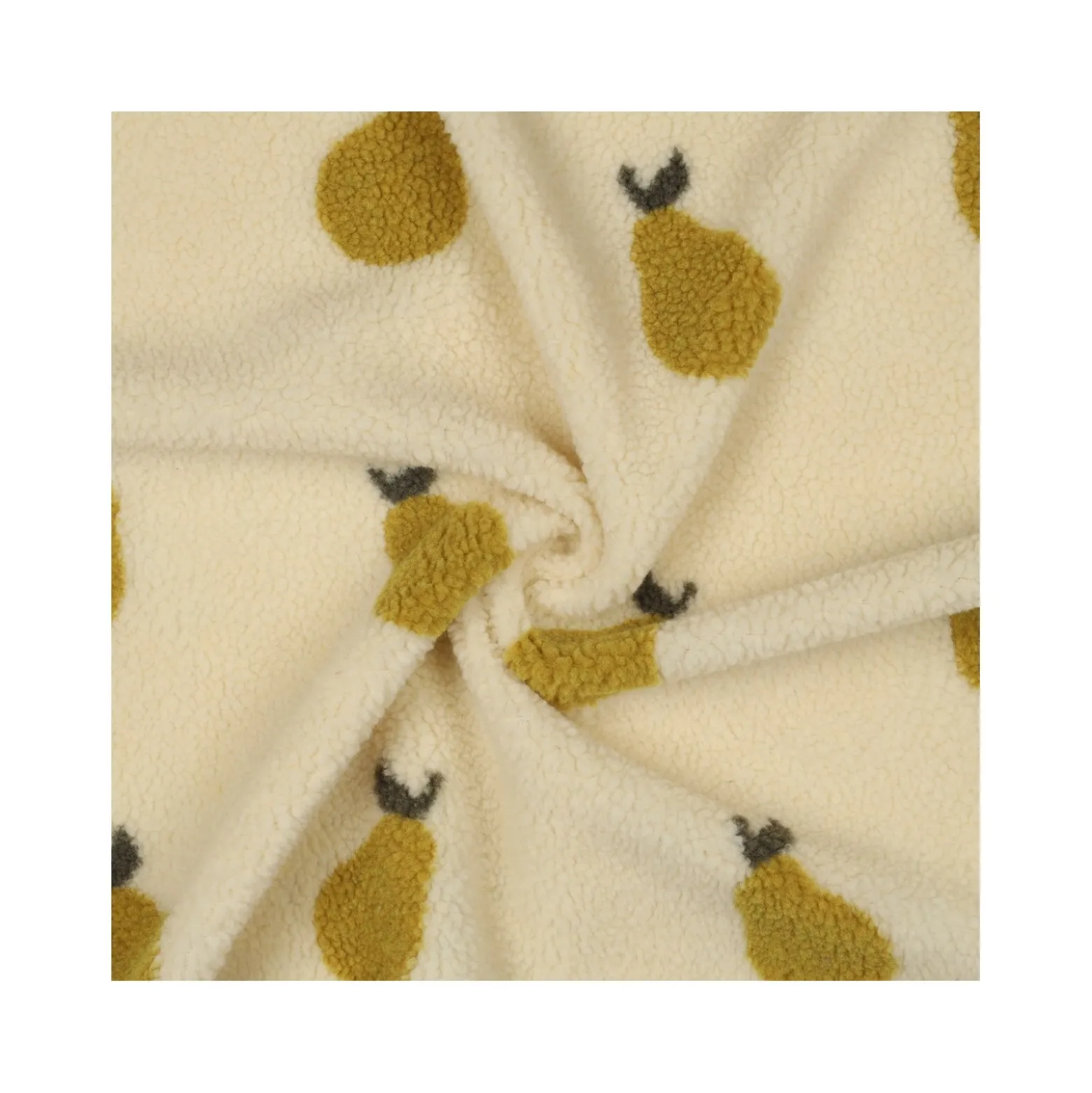 Tissu fourrure sherpa Poire - écru
