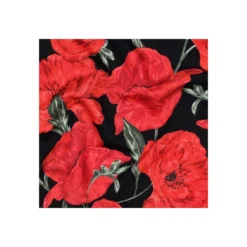 Tissu french terry Coquelicots - noir