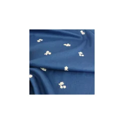 Tissu jean brodé Jean & col - bleu