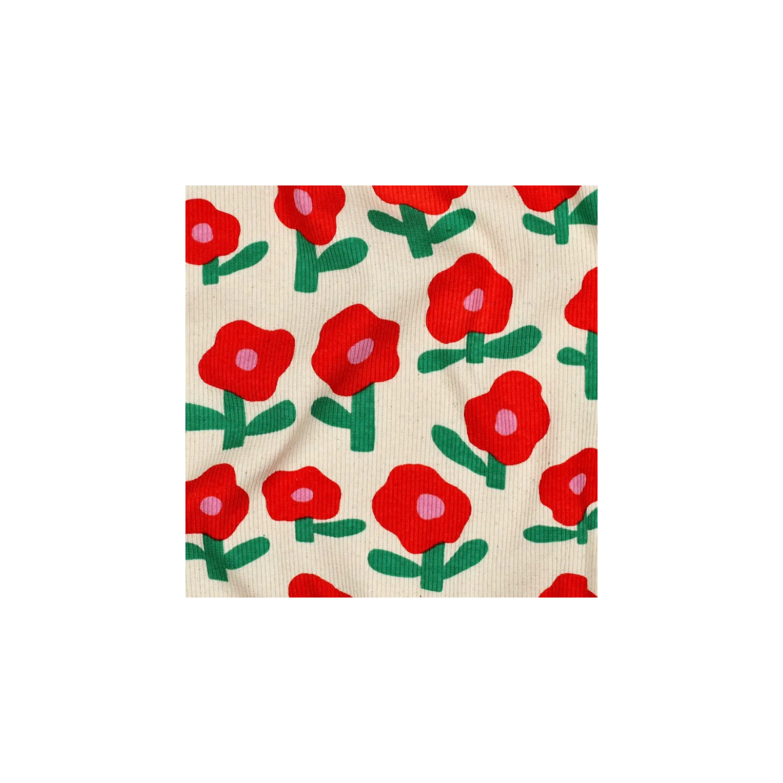Tissu jersey côtelé Jennifer Bouron Fleurs - écru