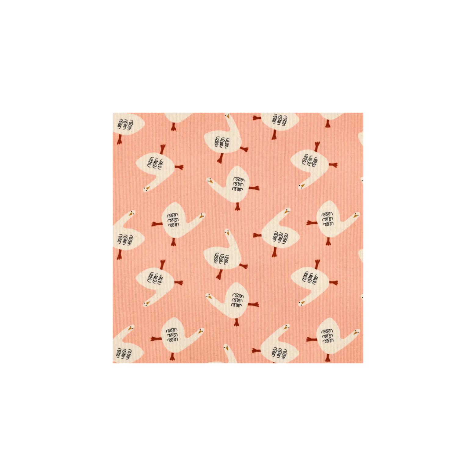 Tissu jersey côtelé Jennifer Bouron Oies - pêche