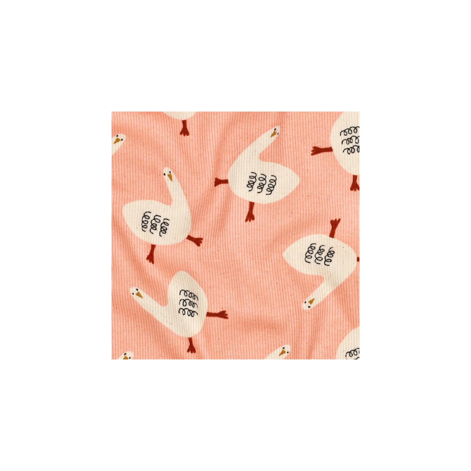 Tissu jersey côtelé Jennifer Bouron Oies - pêche
