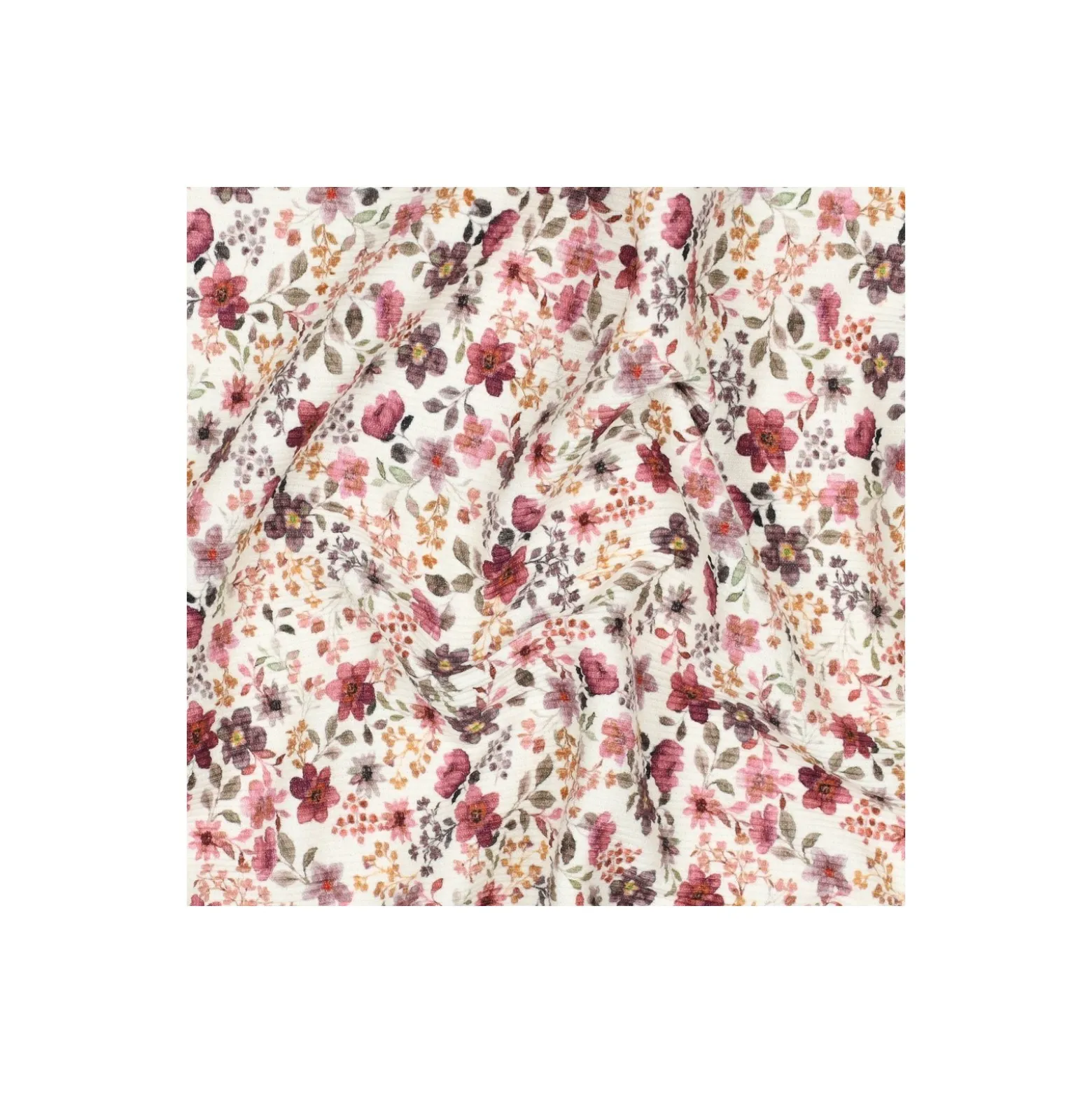 Tissu jersey côtelé Romance fleurie - naturel