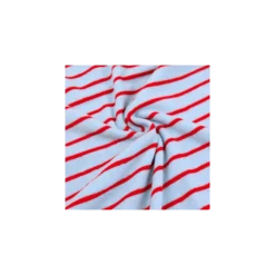 Tissu jersey éponge rayé Jim - bleu ciel / rouge