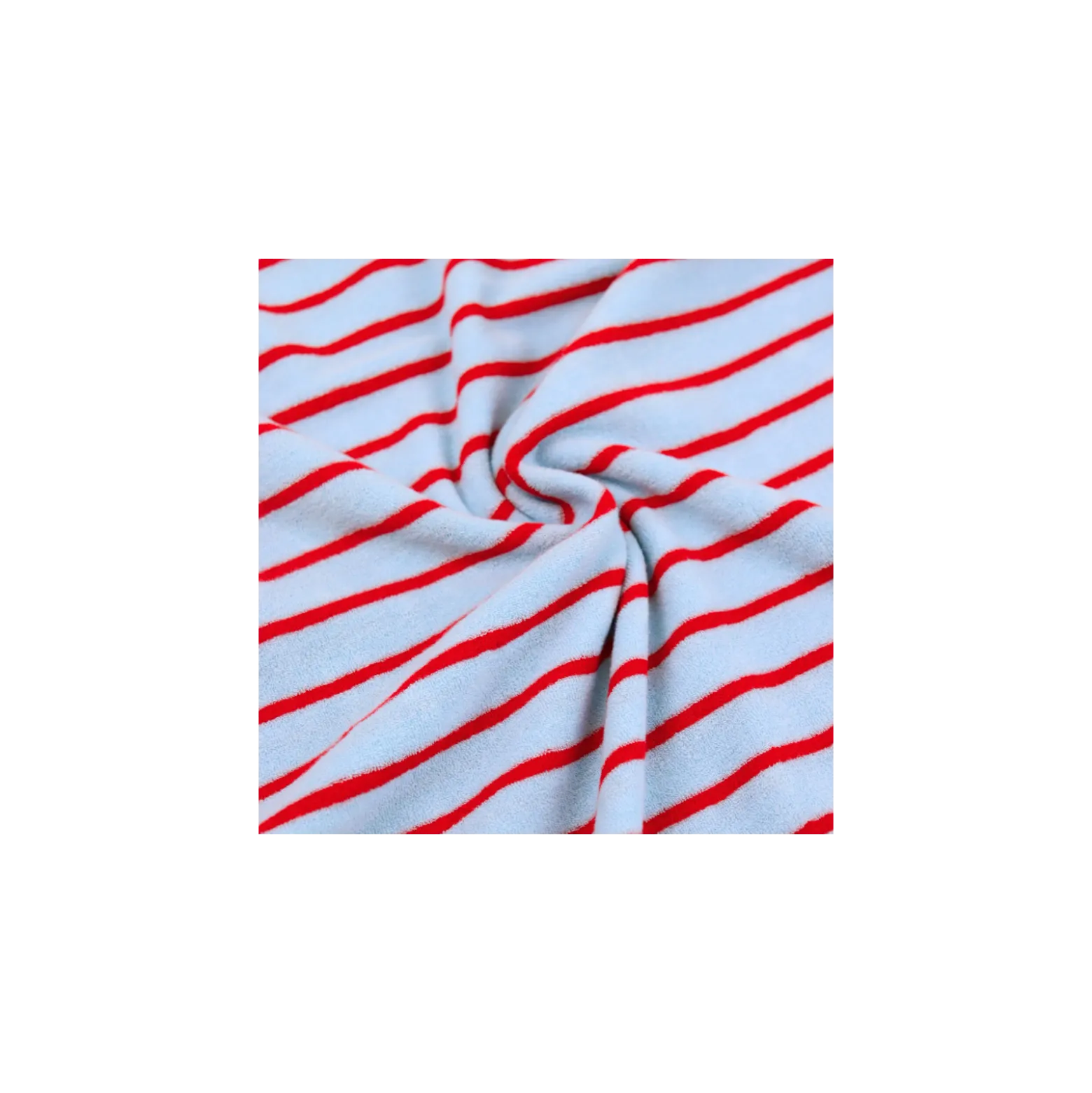 Tissu jersey éponge rayé Jim - bleu ciel / rouge