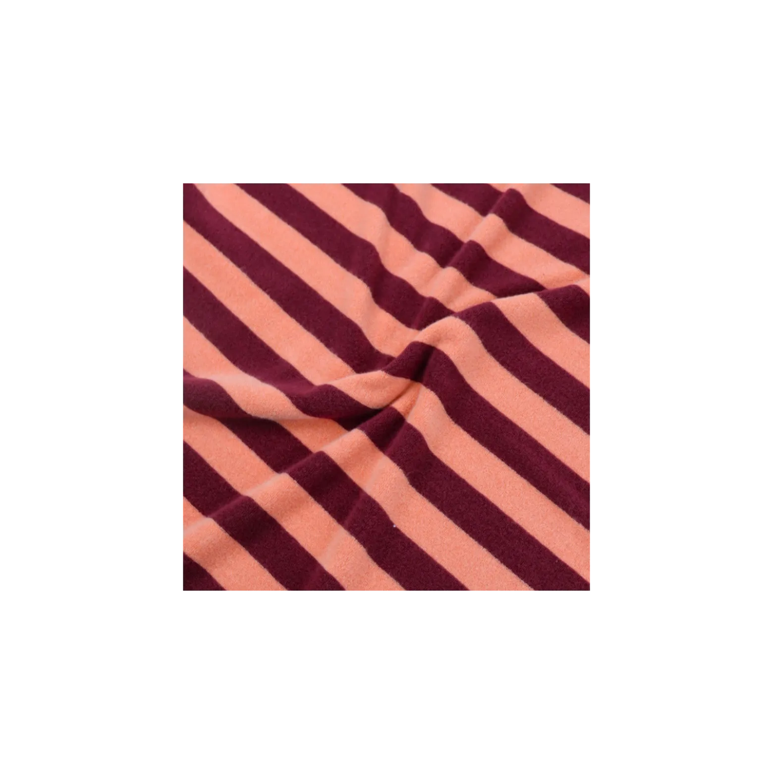 Tissu jersey éponge rayé Leo - bordeaux / corail