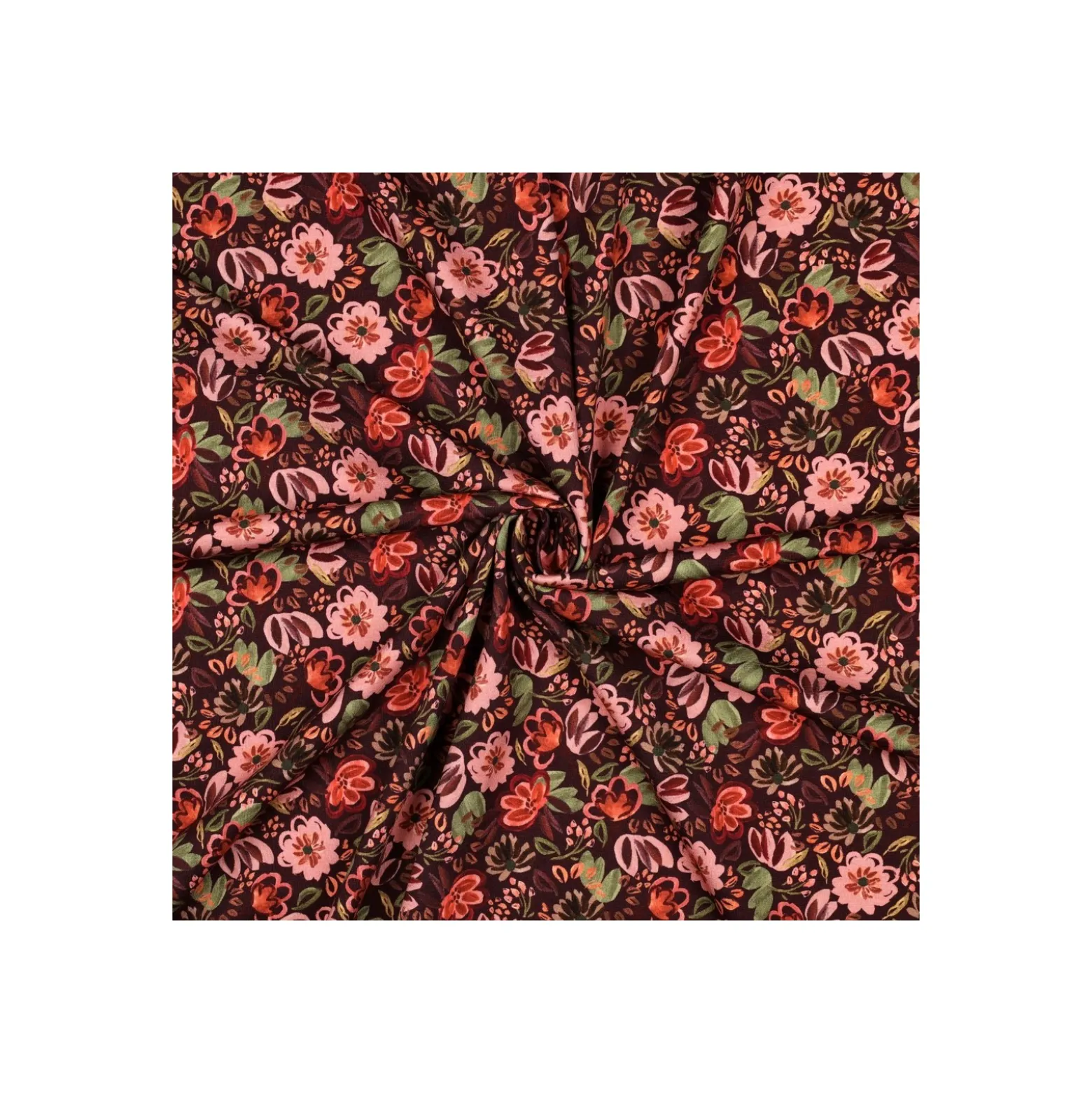 Tissu jersey Poppy Floralyne - bordeaux