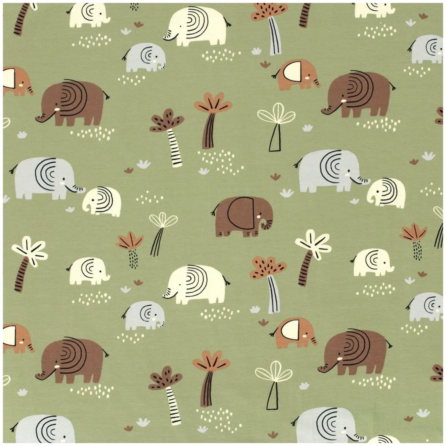 Tissu jersey Safari éléphant