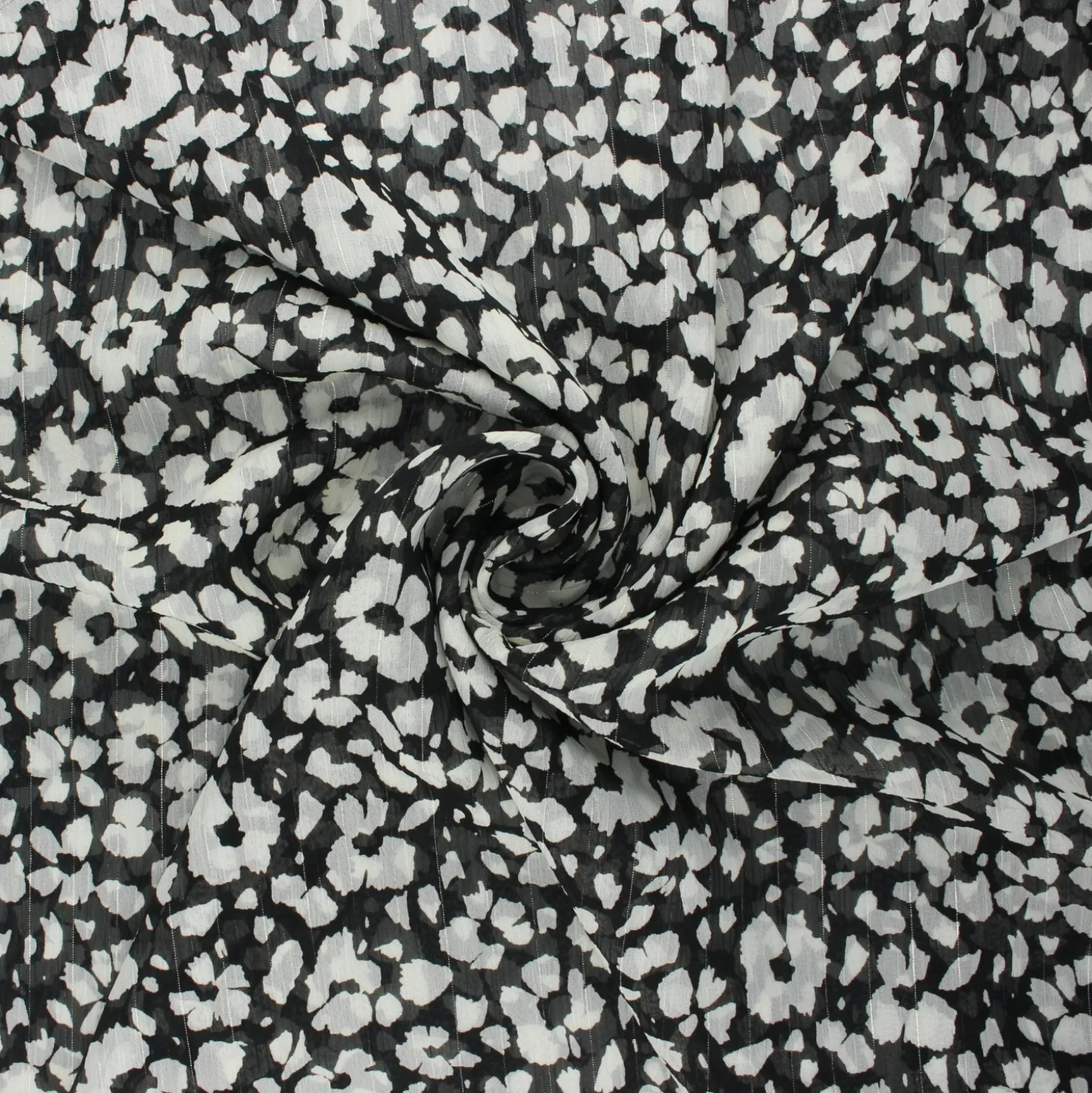 Tissu mousseline lurex Poésie - noir x 50cm