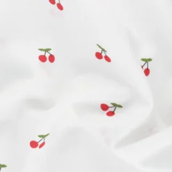 Tissu popeline de coton Cerise - blanc