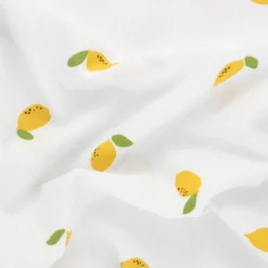 Tissu popeline de coton Citron - blanc