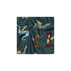 Tissu popeline de coton Dragons - bleu pétrole