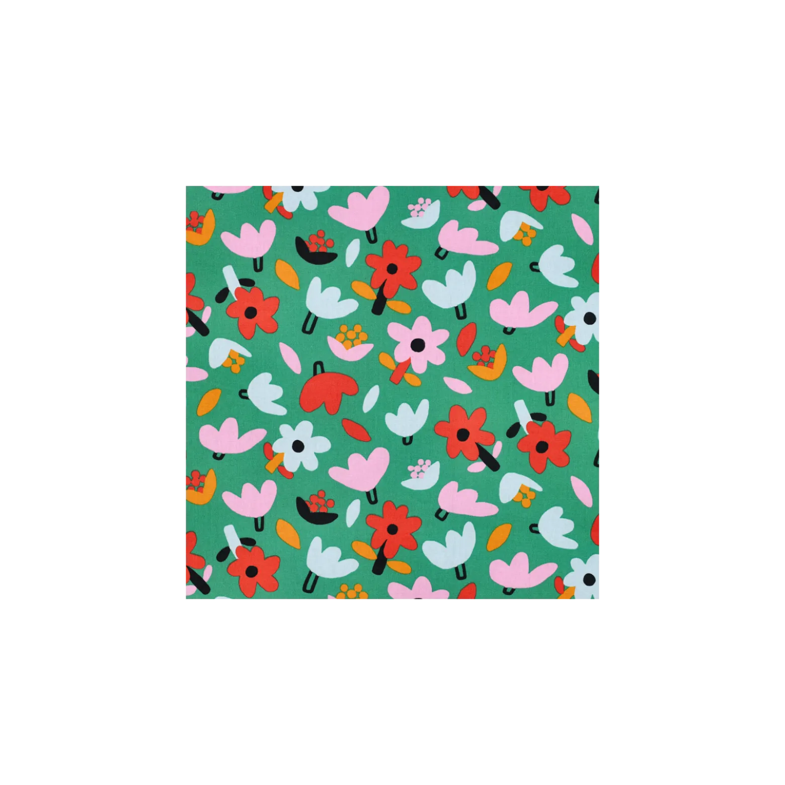Tissu popeline de coton Jennifer Bouron Petites fleurs - vert