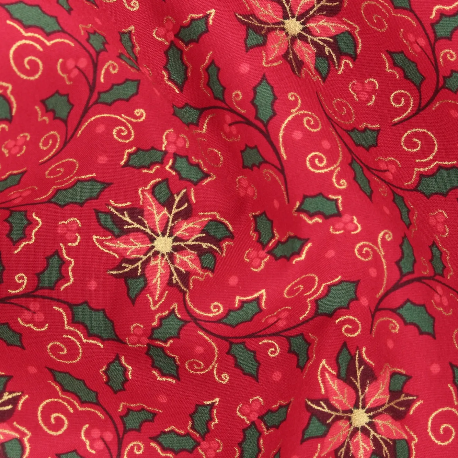 Tissu popeline de coton Poinsettia