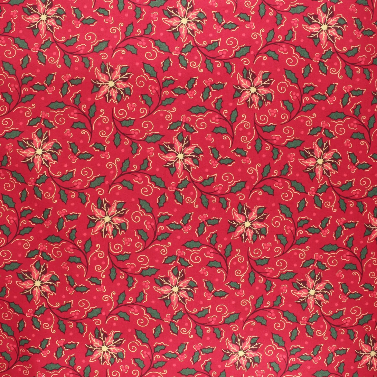 Tissu popeline de coton Poinsettia