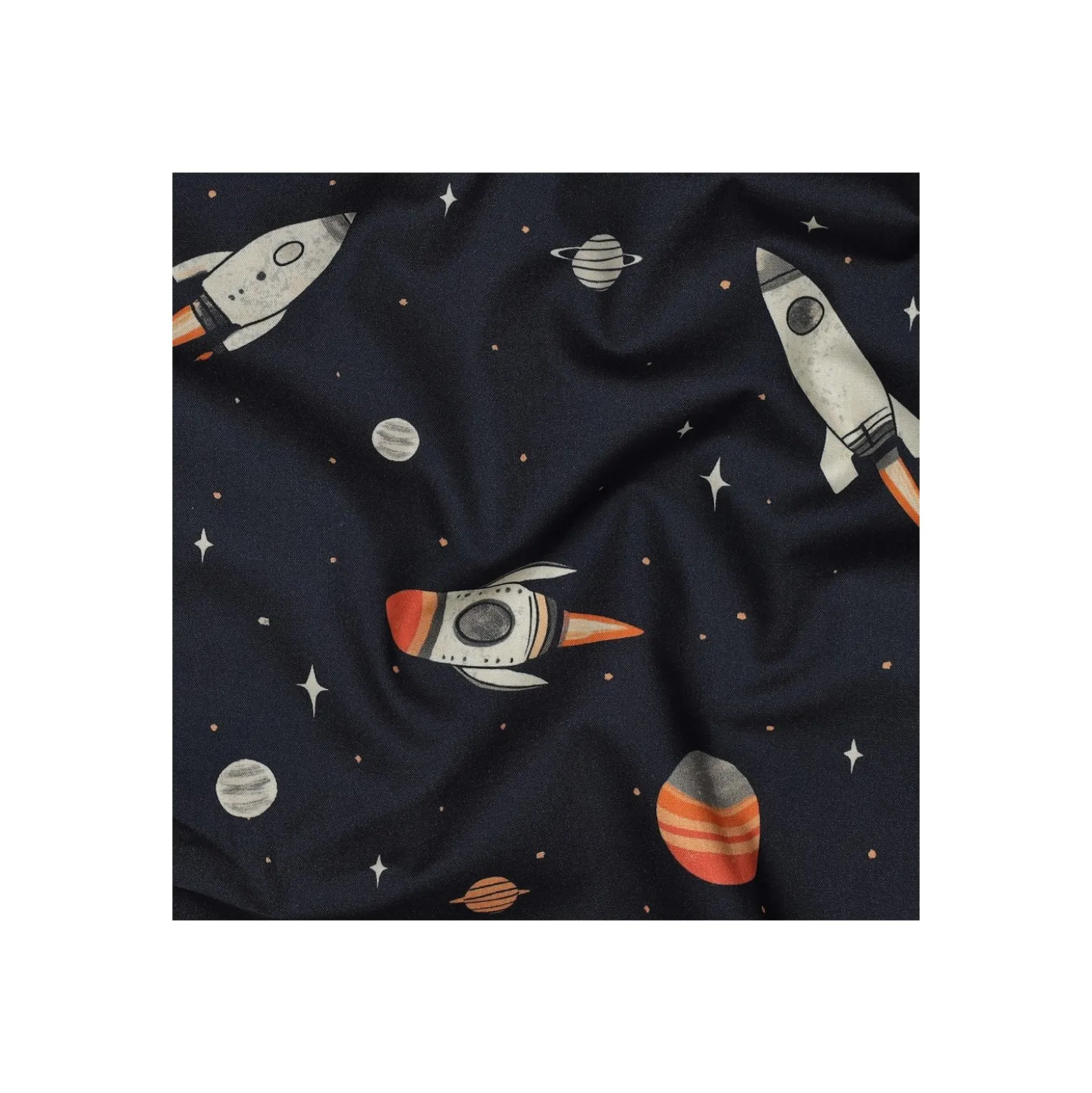 Tissu popeline de coton Space - bleu marine