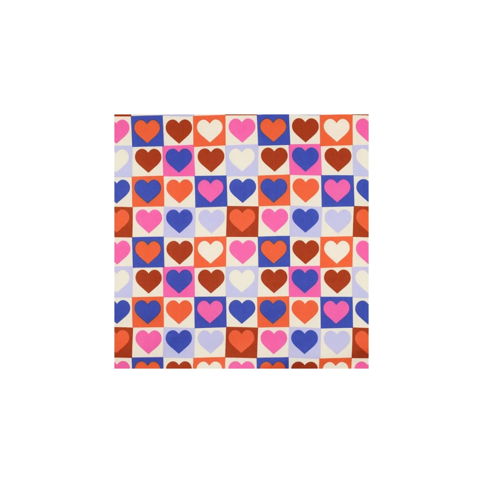 Tissu popeline de coton Square Love - écru
