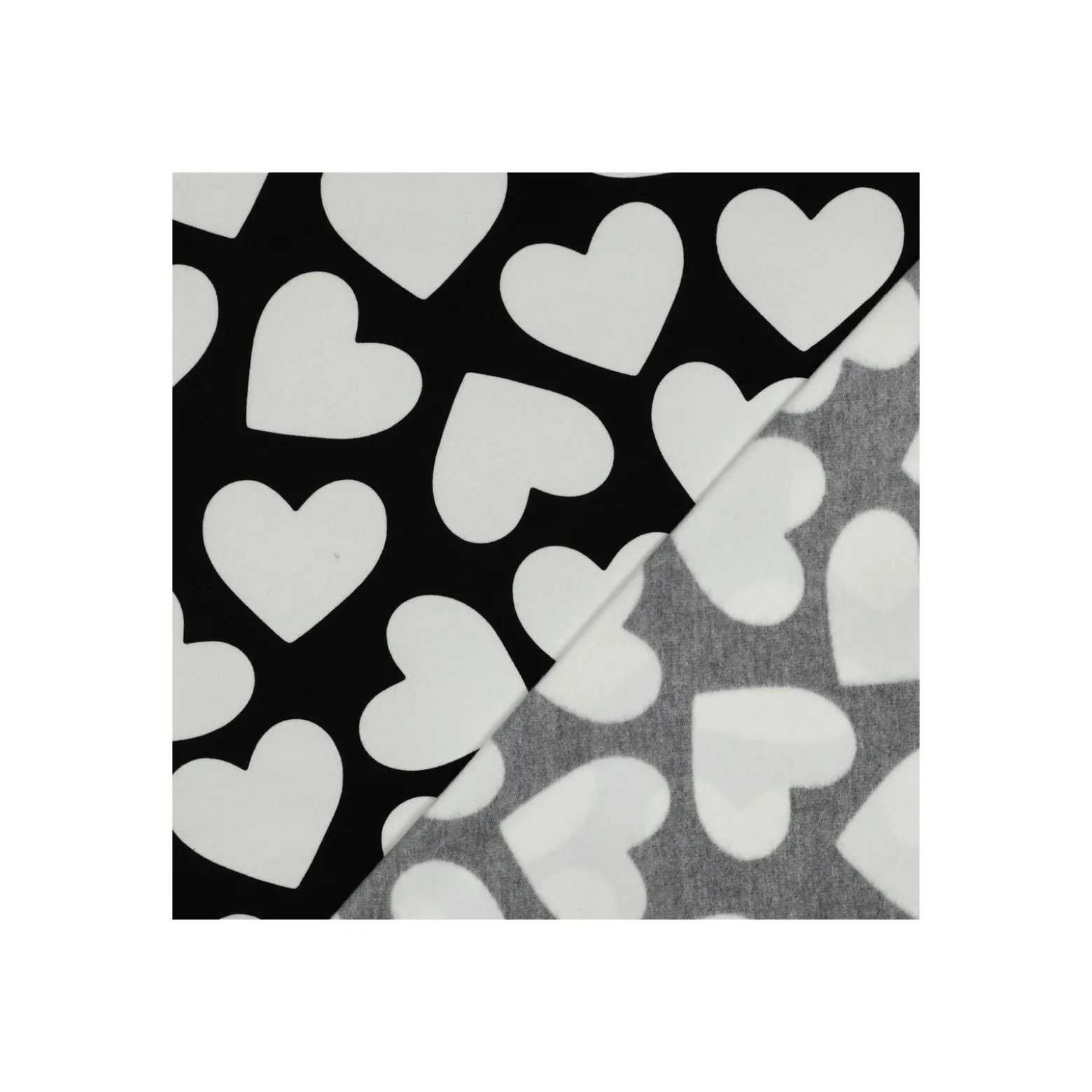 Tissu sweat Poppy Big coeurs - noir