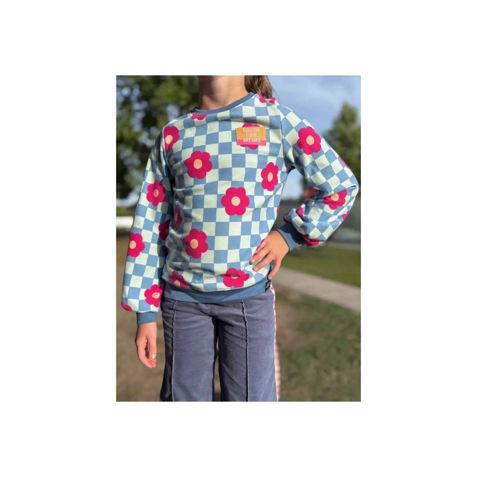 Tissu sweat Poppy Flowerpop - bleu