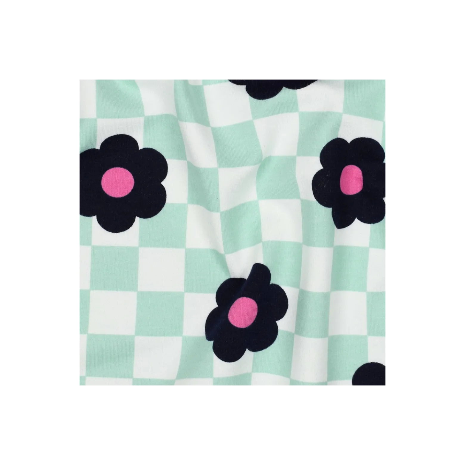 Tissu sweat Poppy Flowerpop - vert / blanc