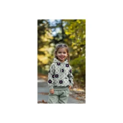 Tissu sweat Poppy Flowerpop - vert / blanc