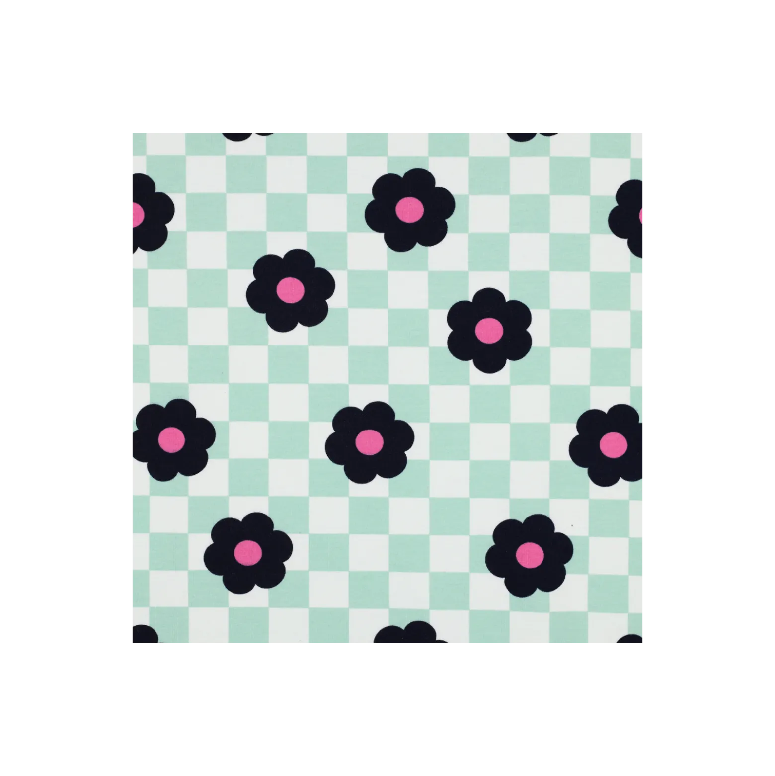 Tissu sweat Poppy Flowerpop - vert / blanc