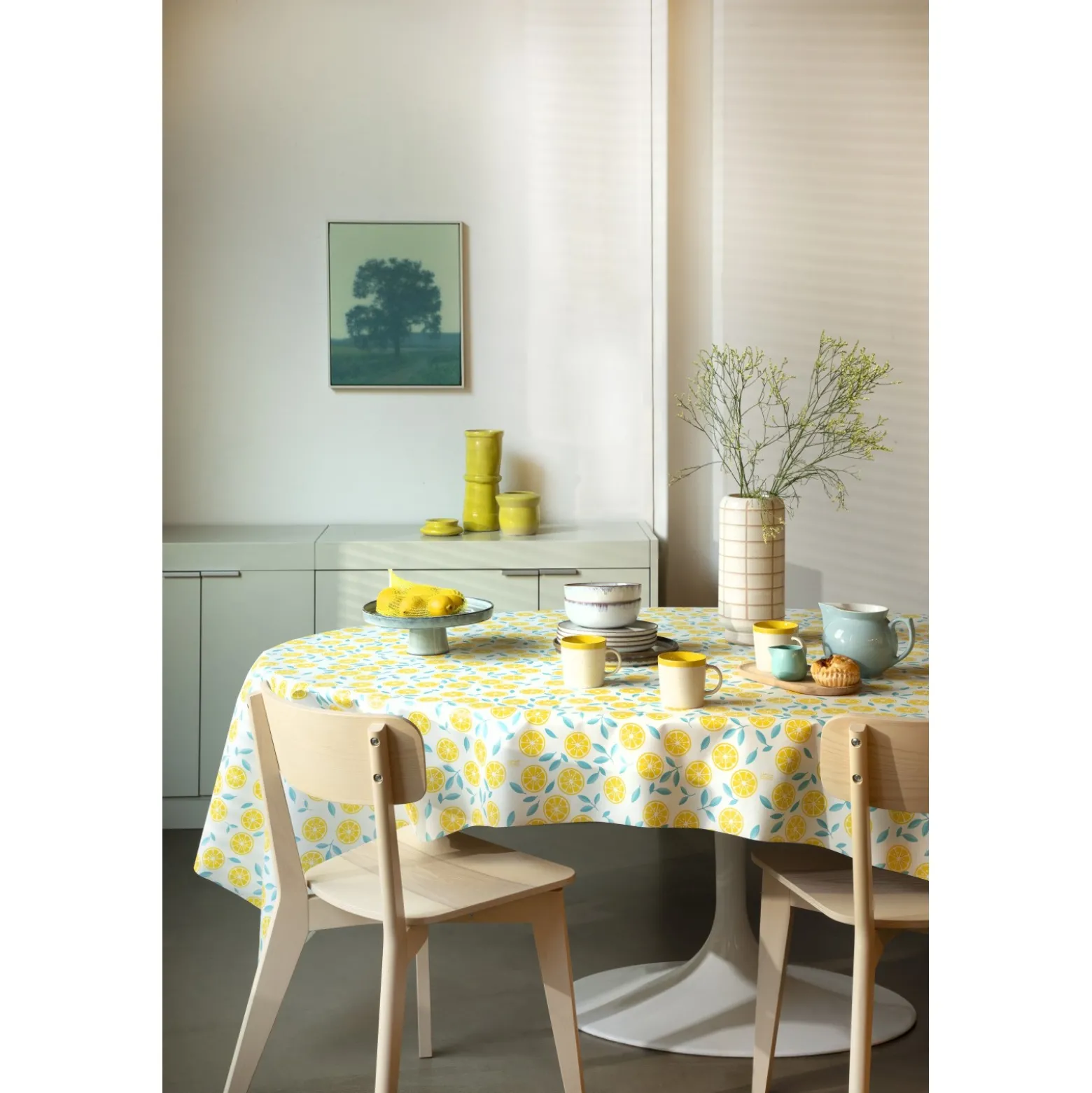 Tissu toile cirée Captain Cook Slice me up - blanc
