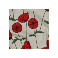Tissu toile de coton aspect lin enduit Coquelicot - naturel