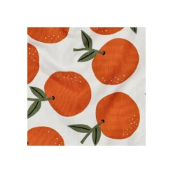 Tissu toile de coton Orange - blanc