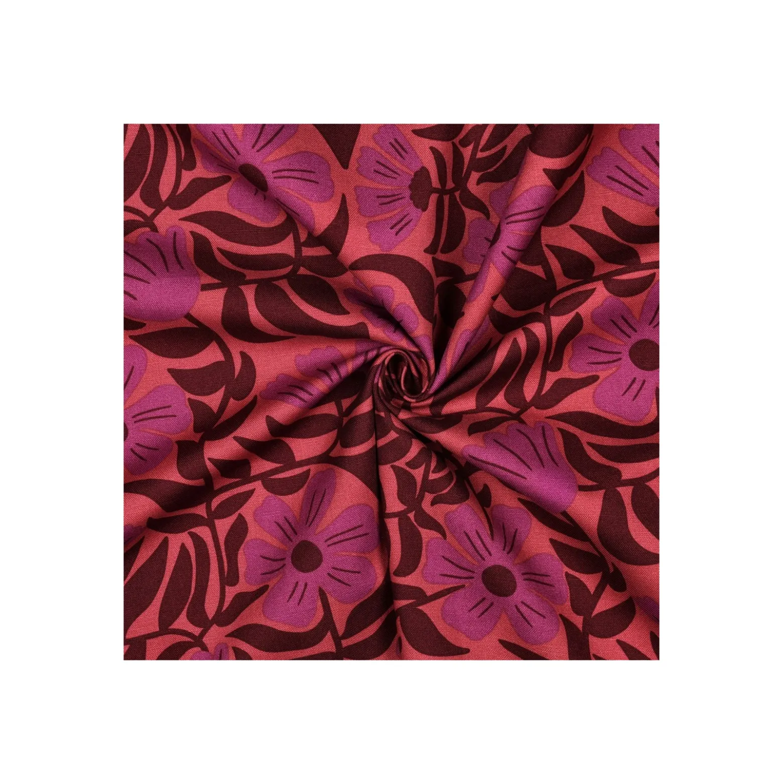 Tissu toile de coton Poppy Bellesis - bordeaux